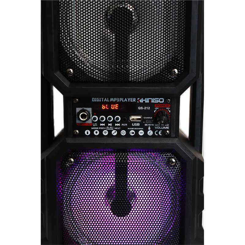 اسپیکر چمدانی بلوتوثی رم و فلش خور Kimiso QS-212 + میکروفون و ریموت کنترل