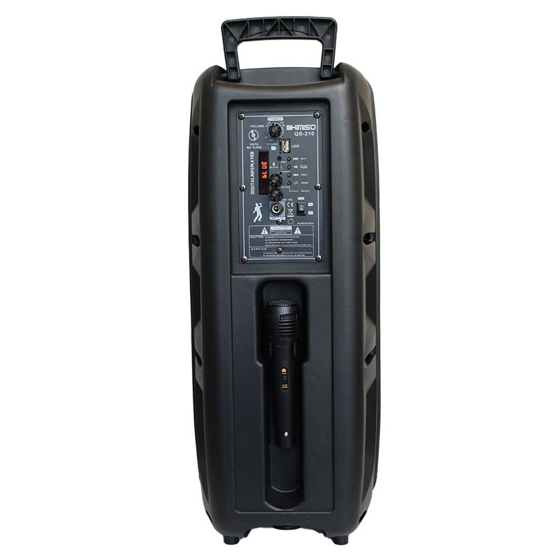 اسپیکر چمدانی بلوتوثی رم و فلش خور Kimiso QS-210 + میکروفون و ریموت کنترل
