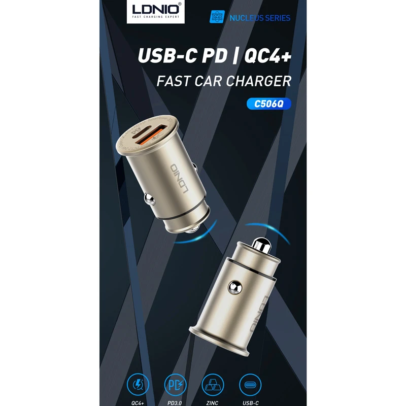شارژر فندکی فست شارژ LDNIO C506Q 5A QC4 PD3 30W