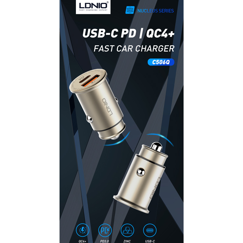 شارژر فندکی فست شارژ LDNIO C506Q 5A QC4 PD3 30W