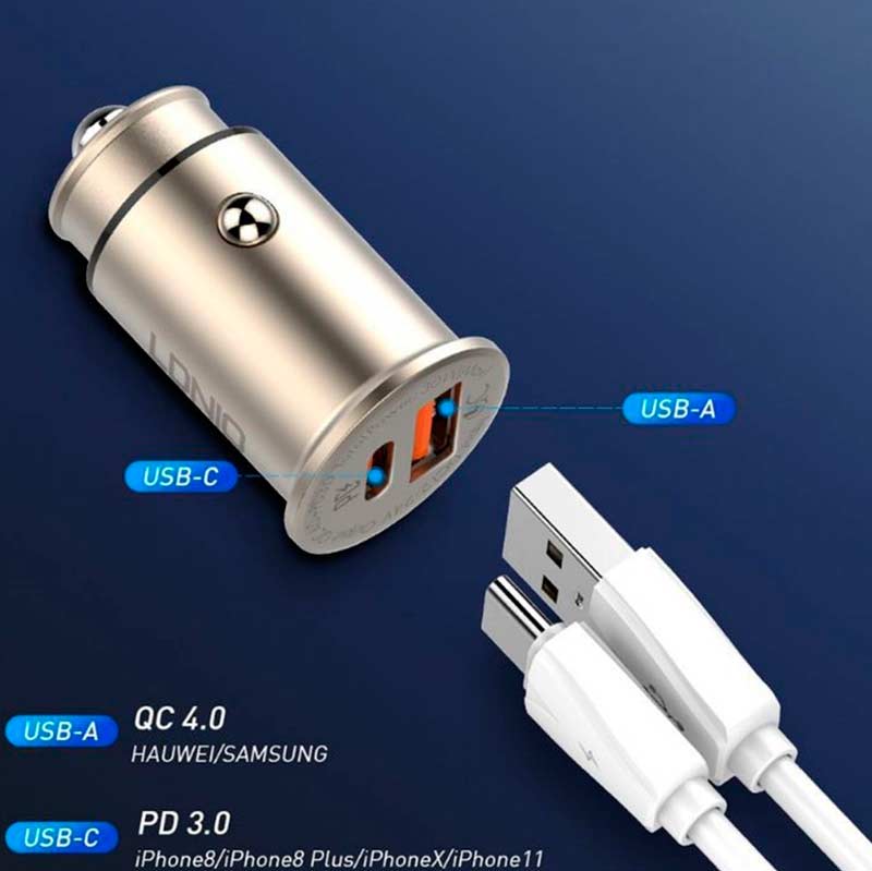 شارژر فندکی فست شارژ LDNIO C506Q 5A QC4 PD3 30W