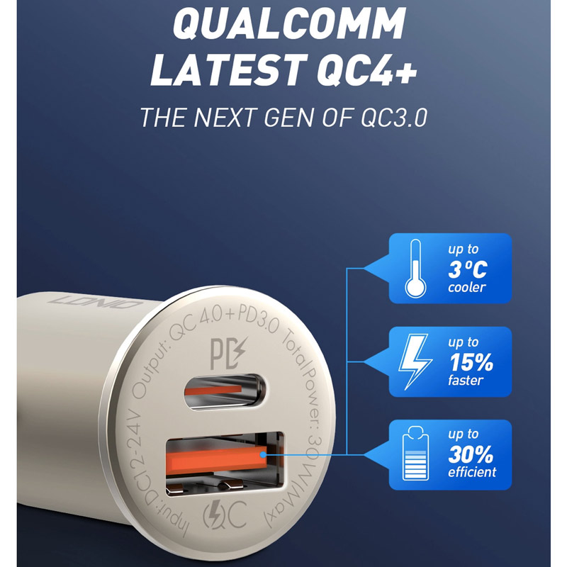 شارژر فندکی فست شارژ LDNIO C506Q 5A QC4 PD3 30W