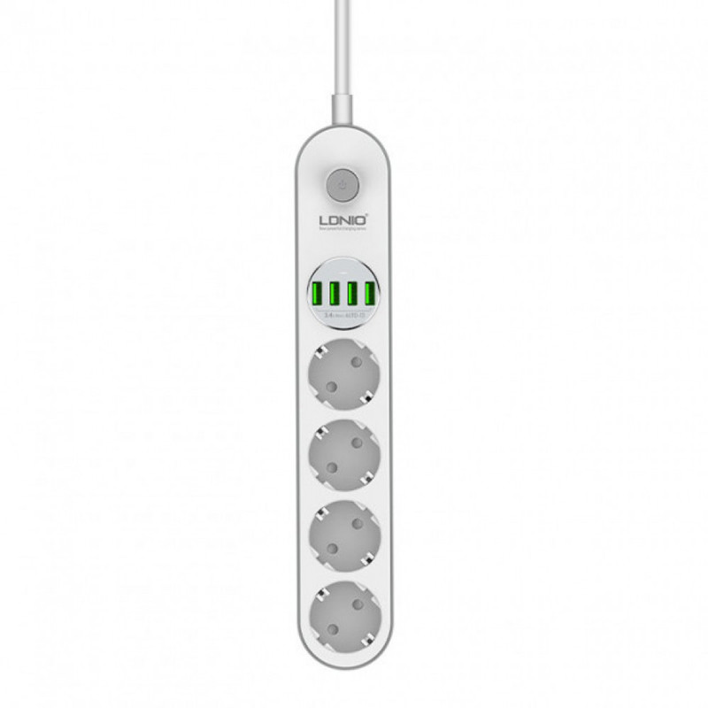چندراهی 4 خانه برق الدینیو SE4432 3.4A با کابل 2 متری + شارژر USB