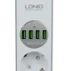 چندراهی 4 خانه الدینیو SE4432 با کابل 2 متری + شارژر USB