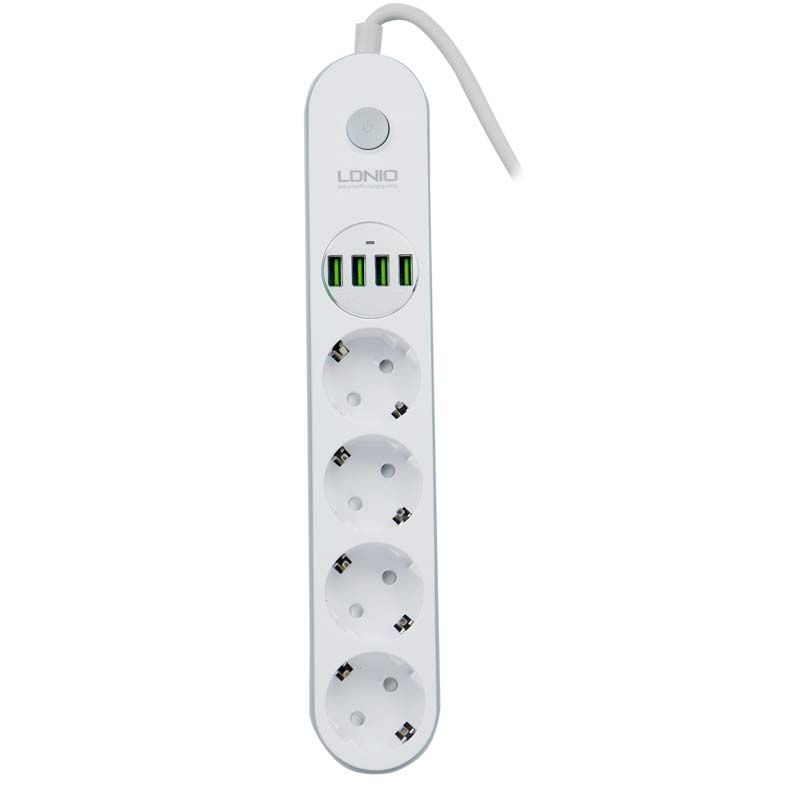چندراهی 4 خانه برق الدینیو SE4432 3.4A با کابل 2 متری + شارژر USB