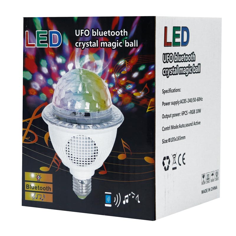 لامپ LED شارژی اسپیکر دار بلوتوثی UFO Crystal Magic Ball 10W