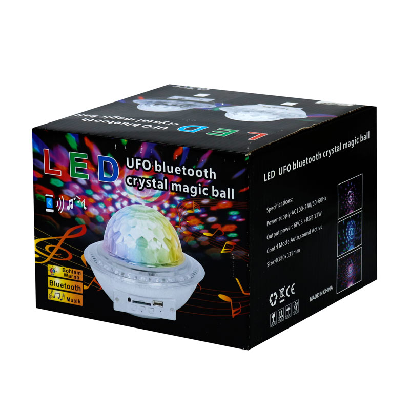 لامپ LED اسپیکر دار بلوتوثی و فلش خور UFO Crystal Magic Ball 12W + ریموت کنترل