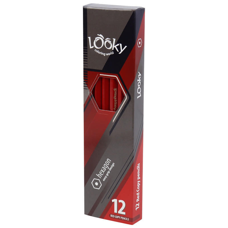 مداد قرمز لوکی Looky Hexagon بسته 12 عددی