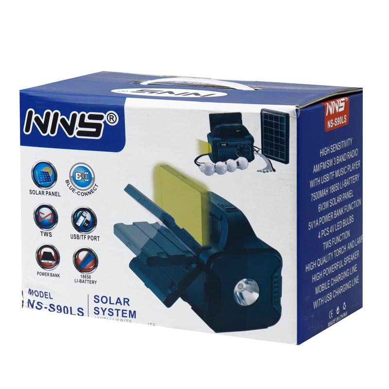 پاوربانک و رادیو اسپیکر بلوتوثی خورشیدی NS-S90LS