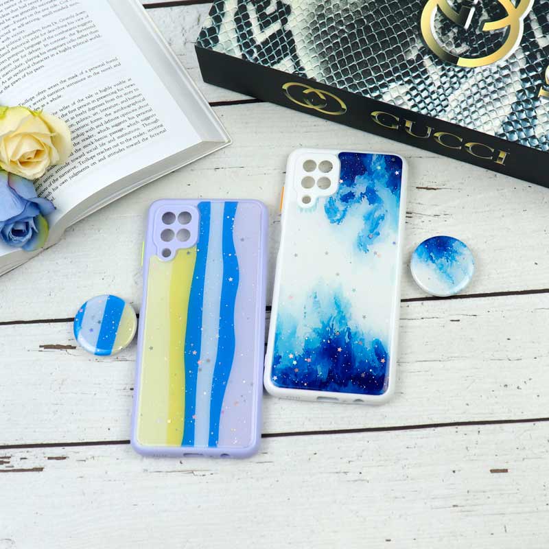 قاب محافظ لنزدار رزین رنگین کمانی پاپ سوکت دار Samsung A12