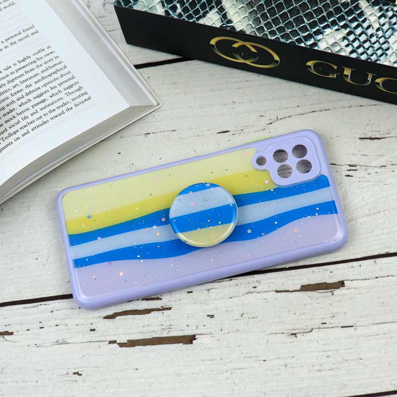 قاب محافظ لنزدار رزین رنگین کمانی پاپ سوکت دار Samsung A12