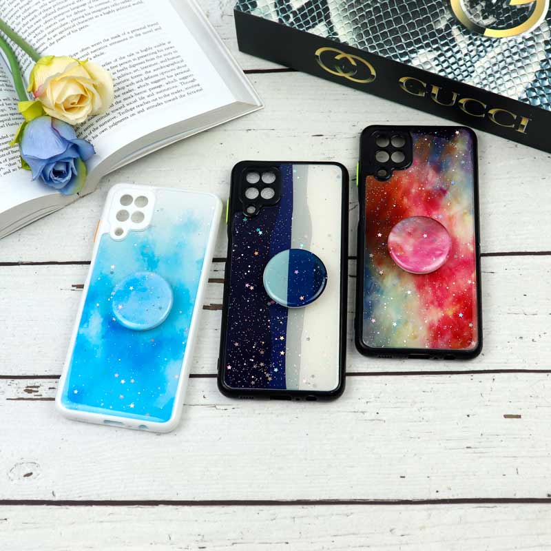 قاب محافظ لنزدار رزین رنگین کمانی پاپ سوکت دار Samsung A12