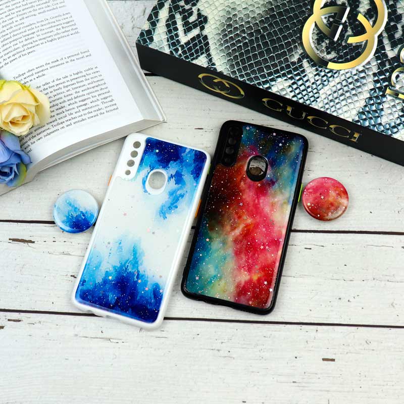 قاب محافظ لنزدار رزین رنگین کمانی پاپ سوکت دار Samsung A20s