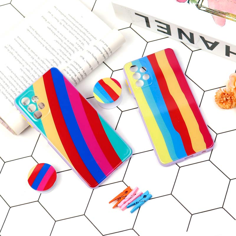 قاب محافظ لنزدار رنگین کمانی پاپ سوکت دار سامسونگ A32 5G