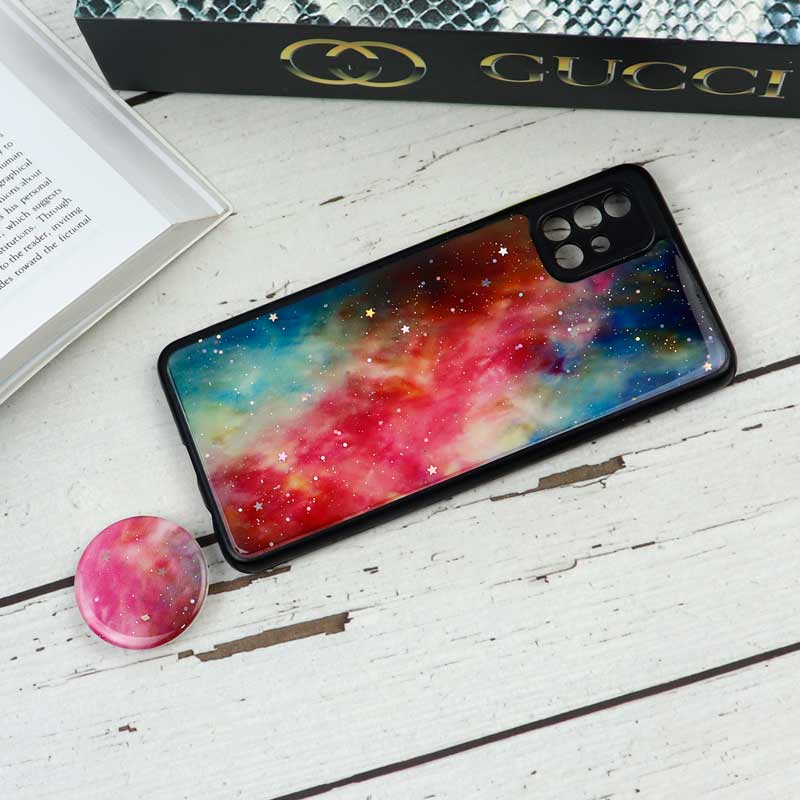 قاب محافظ لنزدار رزین رنگین کمانی پاپ سوکت دار Samsung A51