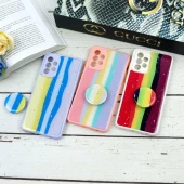 قاب محافظ لنزدار رزین رنگین کمانی پاپ سوکت دار Samsung Galaxy A52 / A52s
