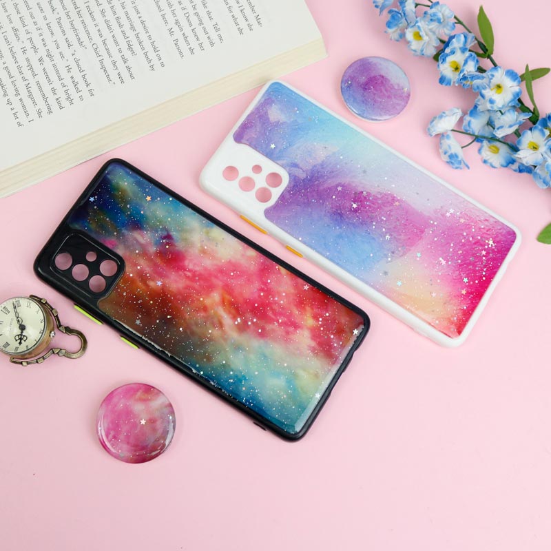 قاب محافظ لنزدار رزین رنگین کمانی پاپ سوکت دار Samsung Galaxy A71