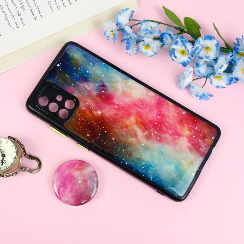 قاب محافظ لنزدار رزین رنگین کمانی پاپ سوکت دار Samsung Galaxy A71
