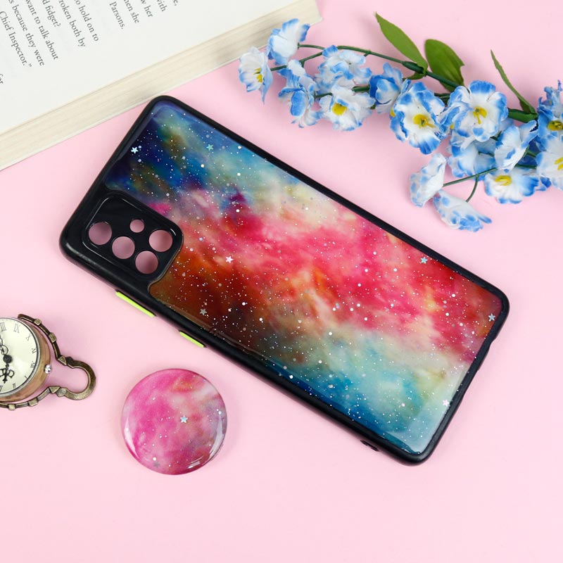 قاب محافظ لنزدار رزین رنگین کمانی پاپ سوکت دار Samsung Galaxy A71