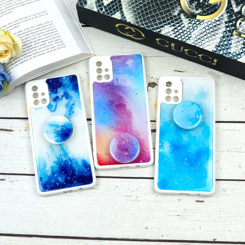 قاب محافظ لنزدار رزین رنگین کمانی پاپ سوکت دار Samsung Galaxy A71