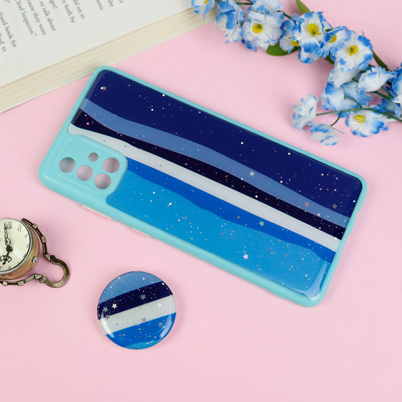 قاب محافظ لنزدار رزین رنگین کمانی پاپ سوکت دار Samsung Galaxy A71