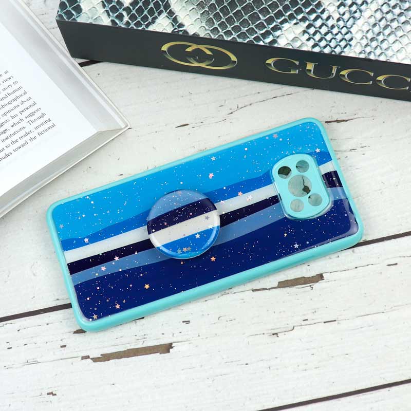 قاب محافظ لنزدار رزین رنگین کمانی پاپ سوکت دار Xiaomi Poco X3