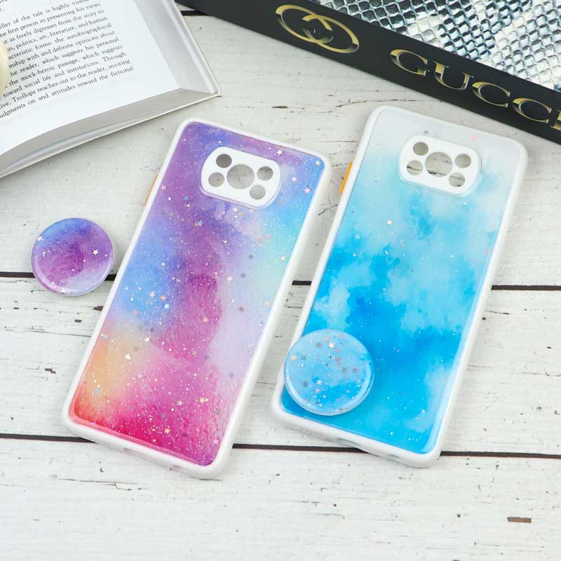 قاب محافظ لنزدار رزین رنگین کمانی پاپ سوکت دار Xiaomi Poco X3