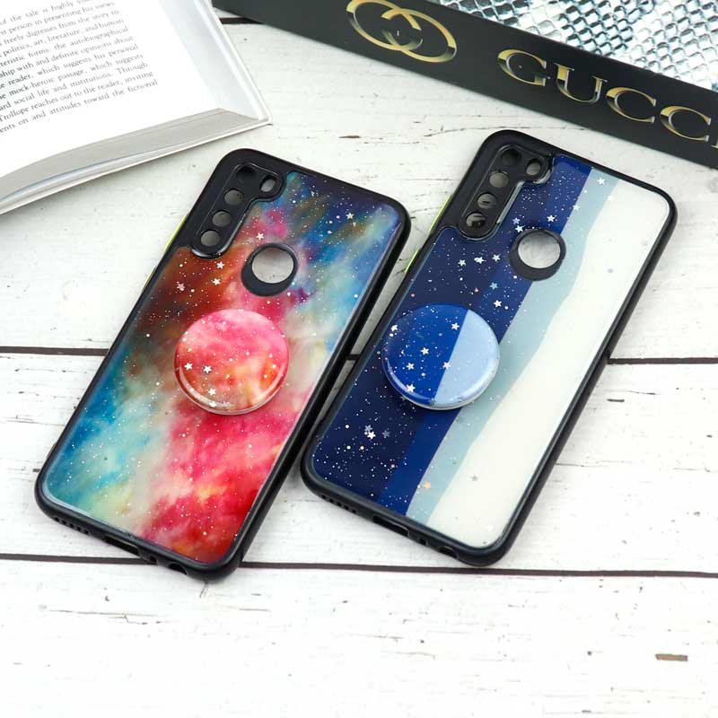 قاب محافظ لنزدار رزین رنگین کمانی پاپ سوکت دار Xiaomi Redmi Note 8