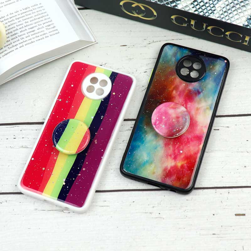 قاب محافظ لنزدار رزین رنگین کمانی پاپ سوکت دار Xiaomi Redmi Note 9T