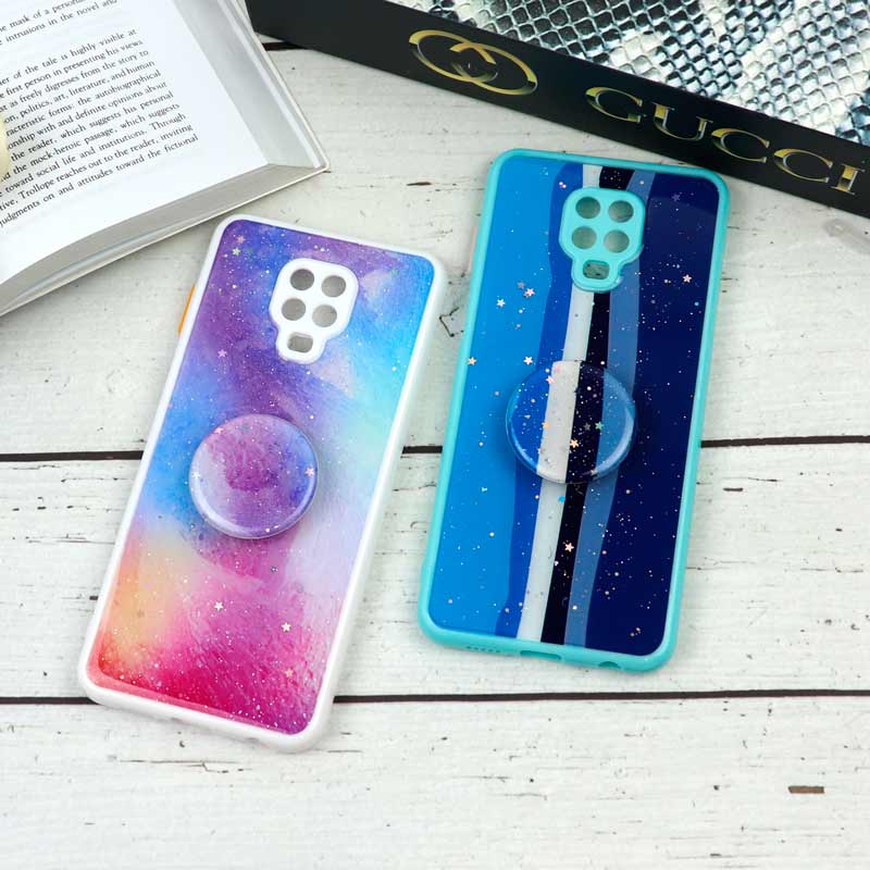 قاب محافظ لنزدار رزین رنگین کمانی پاپ سوکت دار Xiaomi Redmi Note 9s / Note 9 Pro