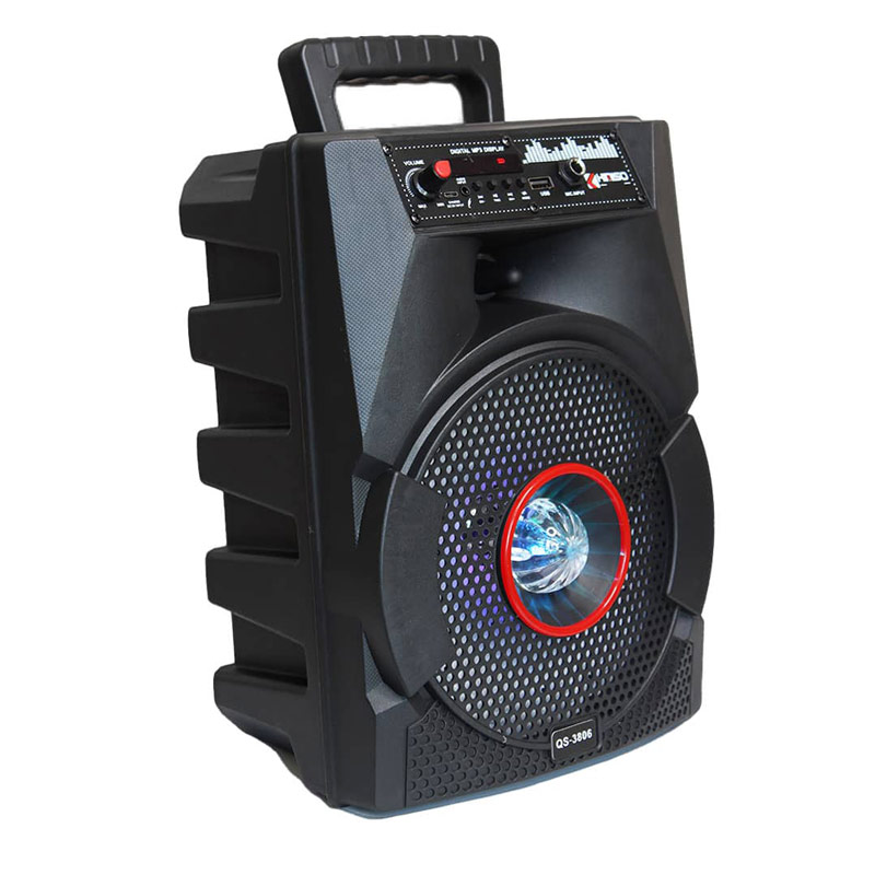 اسپیکر چمدانی بلوتوثی رم و فلش خور Kimiso QS-3806 + میکروفون و ریموت کنترل