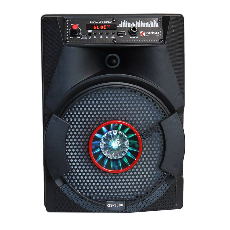 اسپیکر چمدانی بلوتوثی رم و فلش خور Kimiso QS-3806 + میکروفون و ریموت کنترل