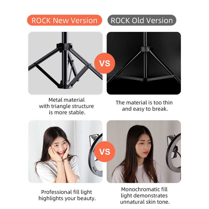 رینگ لایت پایه دار Rock Selfie Ring Light RPH0948