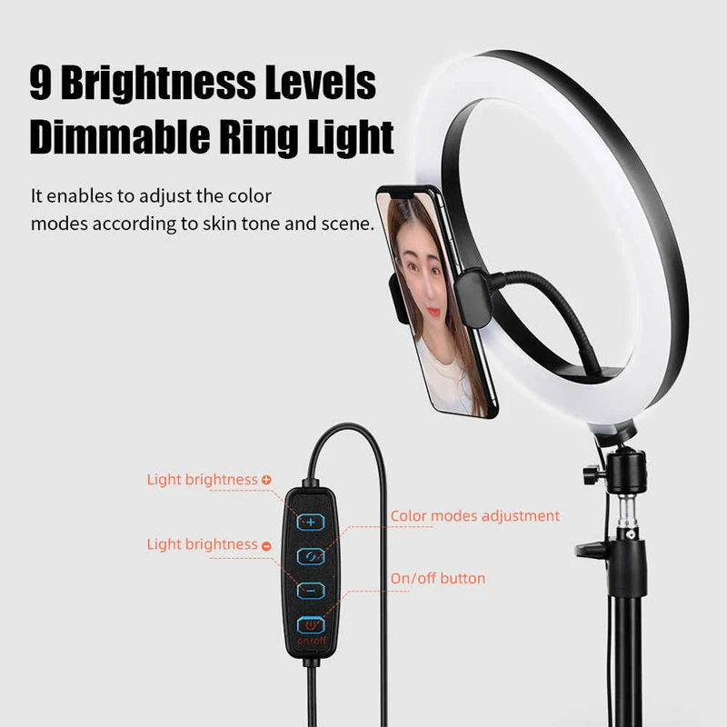 رینگ لایت پایه دار Rock Selfie Ring Light RPH0948