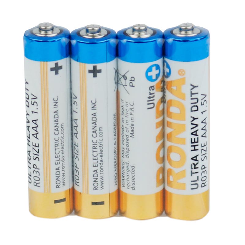 باتری چهارتایی نیم قلمی Ronda Ultra Heavy Duty Ultra Plus R03P 1.5V AAA بسته 40 عددی شرینک