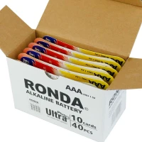 باتری چهارتایی نیم قلمی Ronda Alkaline Ultra Plus LR03 1.5V AAA بسته 40 عددی
