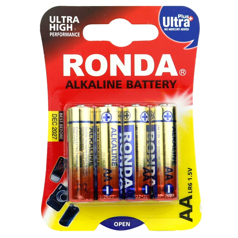باتری چهارتایی قلمی Ronda Alkaline Ultra Plus LR6 1.5V AA بسته 40 عددی