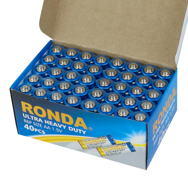 باتری چهارتایی قلمی Ronda Ultra Heavy Duty Ultra Plus R6P 1.5V AA بسته 40 عددی شرینک