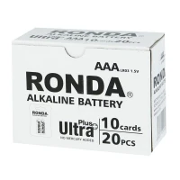 باتری دوتایی نیم قلمی Ronda Ultra Plus Alkaline LR03 1.5V AAA بسته 20 عددی