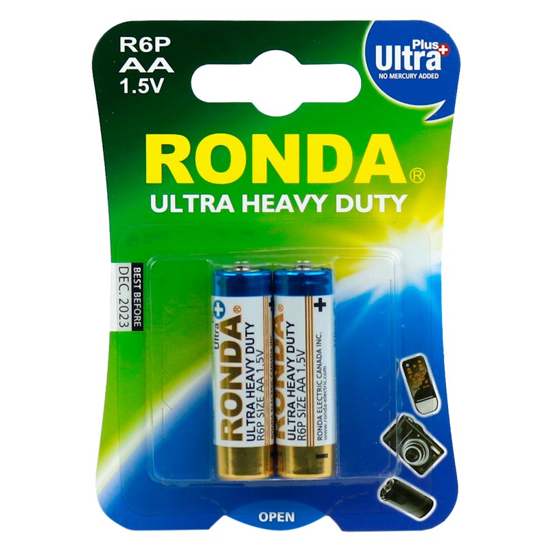 باتری دوتایی قلمی Ronda Ultra Heavy Duty Ultra Plus R6P 1.5V AA بسته 20 عددی