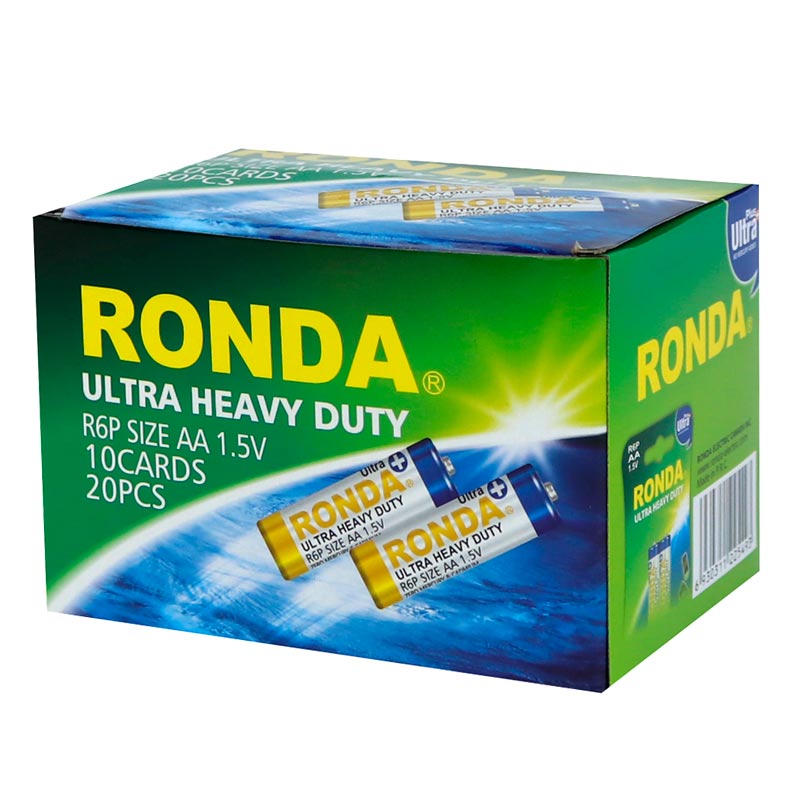 باتری دوتایی قلمی Ronda Ultra Heavy Duty Ultra Plus R6P 1.5V AA بسته 20 عددی