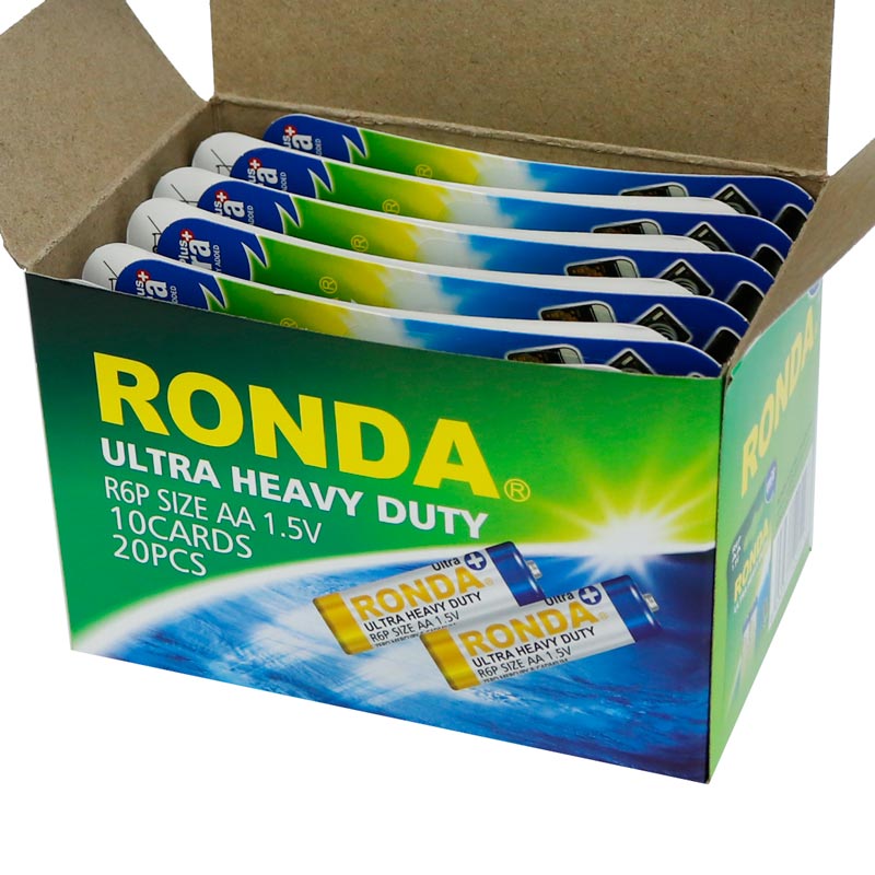 باتری دوتایی قلمی Ronda Ultra Heavy Duty Ultra Plus R6P 1.5V AA بسته 20 عددی