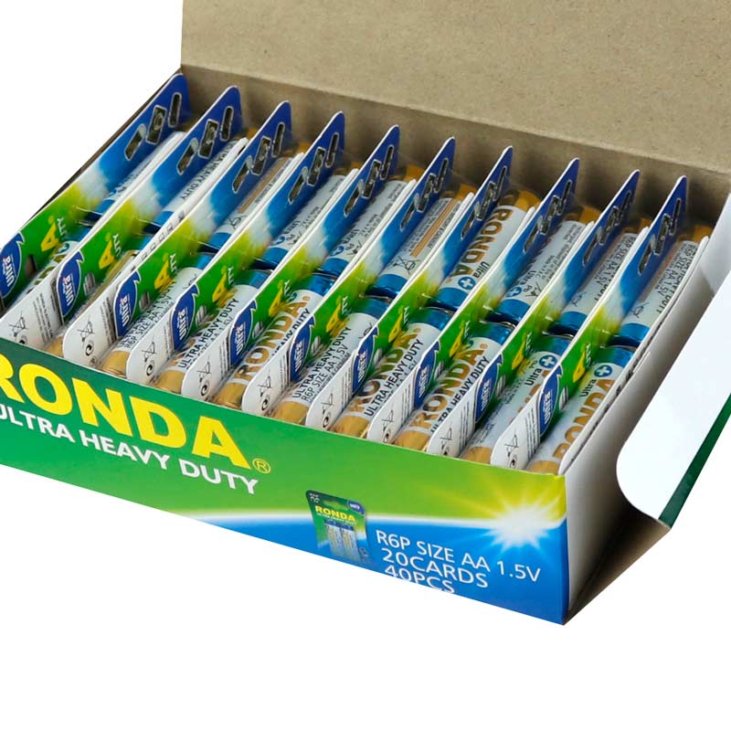 باتری دوتایی قلمی Ronda Ultra Heavy Duty Ultra Plus R6P 1.5V AA بسته 40 عددی کارت کوچک