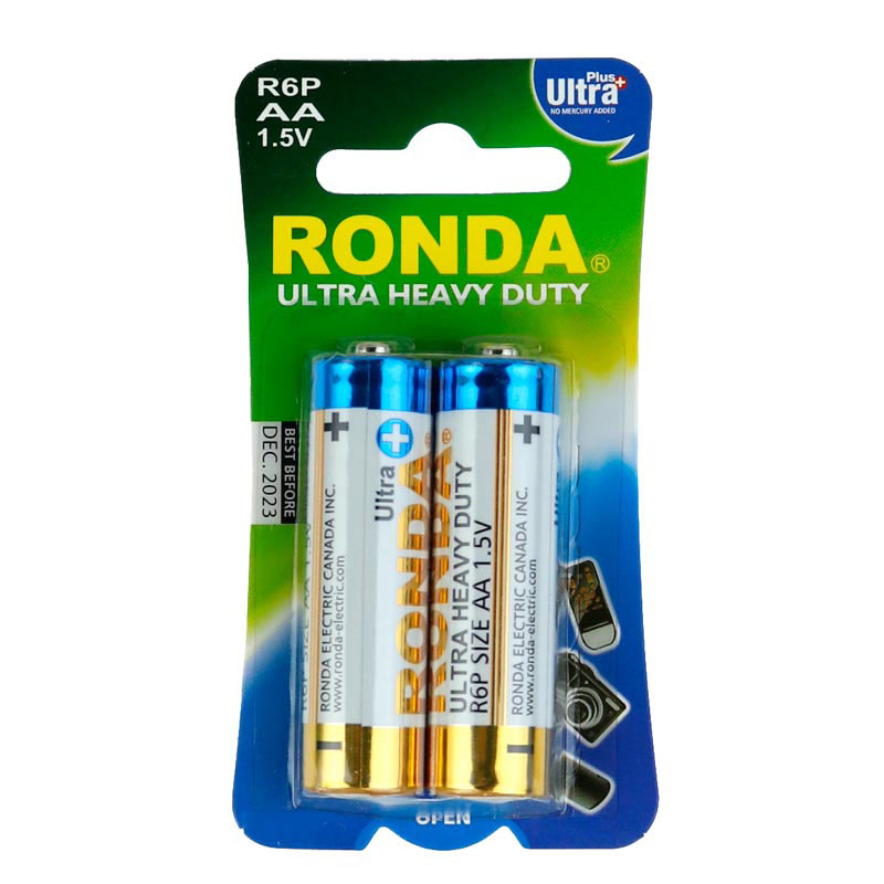 باتری دوتایی قلمی Ronda Ultra Heavy Duty Ultra Plus R6P 1.5V AA بسته 40 عددی کارت کوچک
