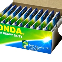 باتری دوتایی نیم قلمی Ronda Ultra Heavy Duty Ultra Plus R03P 1.5V AAA بسته 40 عددی کارت بزرگ