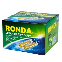 باتری دوتایی نیم قلمی Ronda Ultra Heavy Duty Ultra Plus R03P 1.5V AAA بسته 40 عددی کارت کوچک