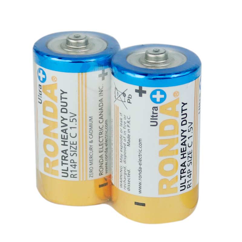 باتری دوتایی متوسط Ronda Ultra Heavy Duty Ultra Plus R14P 1.5V C شرینک