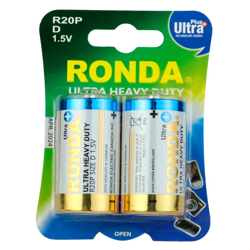 باتری دوتایی بزرگ Ronda Ultra Heavy Duty Ultra Plus R20P 1.5V D