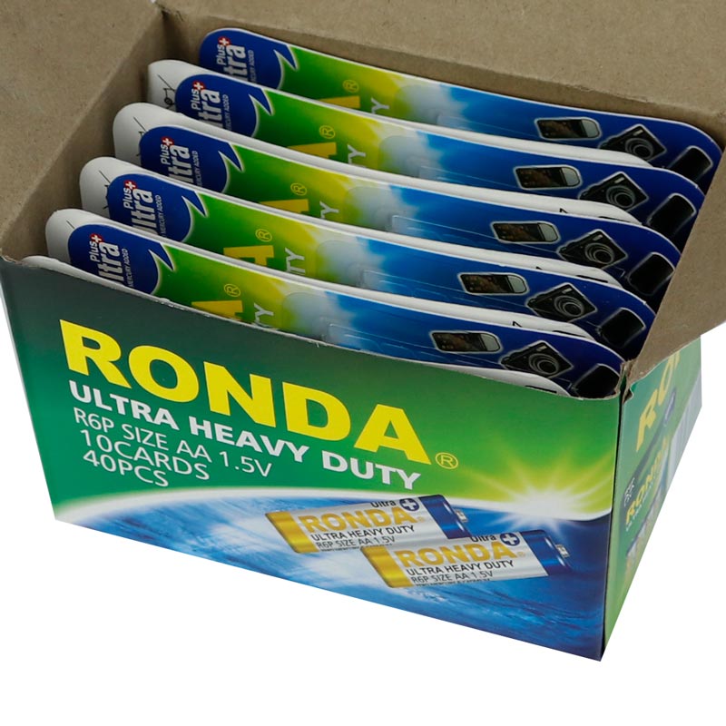 باتری چهارتایی قلمی Ronda Ultra Heavy Duty Ultra Plus R6P 1.5V AA بسته 40 عددی