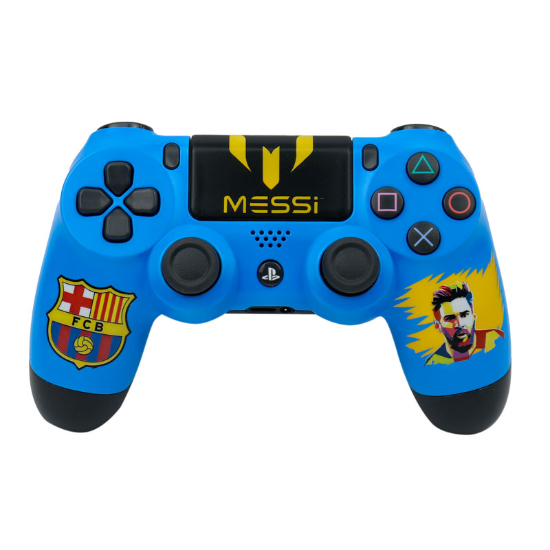 دسته بازی بی سیم SONY PlayStation 4 DualShock 4 High Copy طرح Messi آبی پکدار